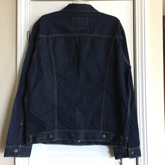 Men’s Trucker Dark Wash Levis Denim Jacket SZ L - Picture 4 of 8